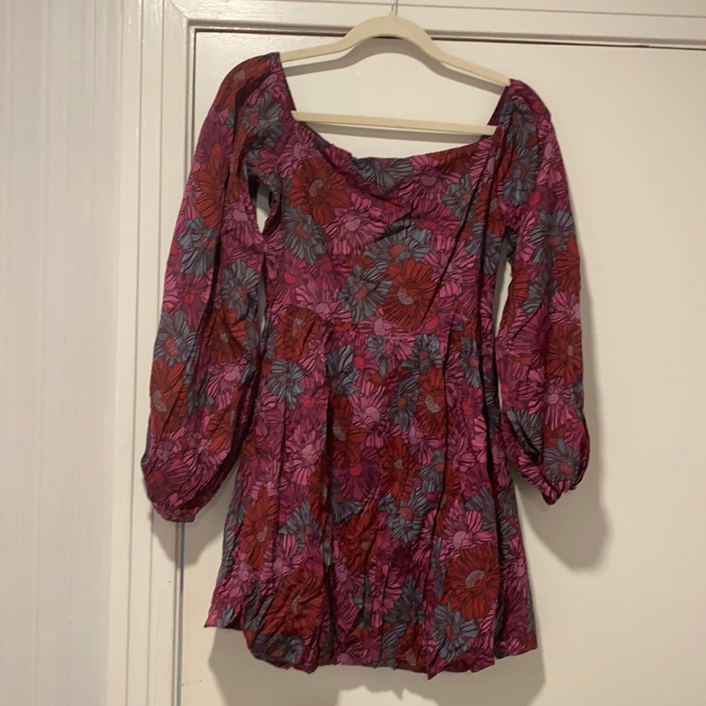 Floral square neck bubble dress